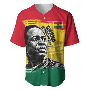 Personalized Ghana Republic Day Baseball Jersey Kwame Nkrumah Vintage Portrait Art - July 1st Theme