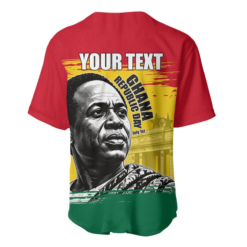 Personalized Ghana Republic Day Baseball Jersey Kwame Nkrumah Vintage Portrait Art - July 1st Theme