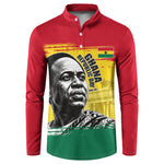 Personalized Ghana Republic Day Button Sweatshirt Kwame Nkrumah Vintage Portrait Art - July 1st Theme