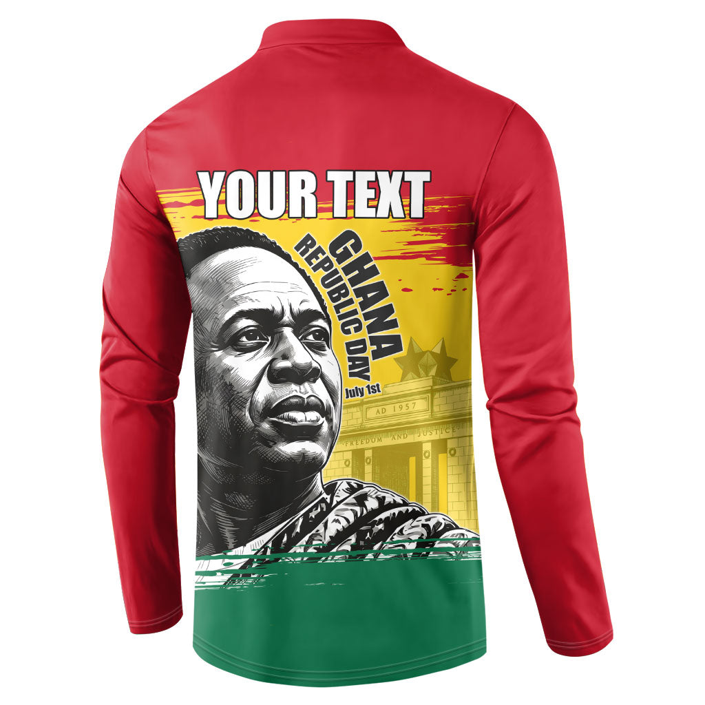 Personalized Ghana Republic Day Button Sweatshirt Kwame Nkrumah Vintage Portrait Art - July 1st Theme