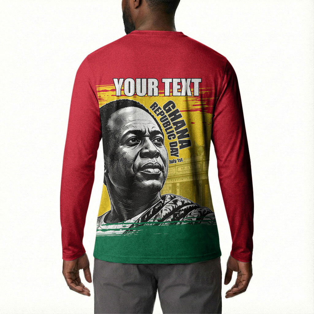 Personalized Ghana Republic Day Button Sweatshirt Kwame Nkrumah Vintage Portrait Art - July 1st Theme