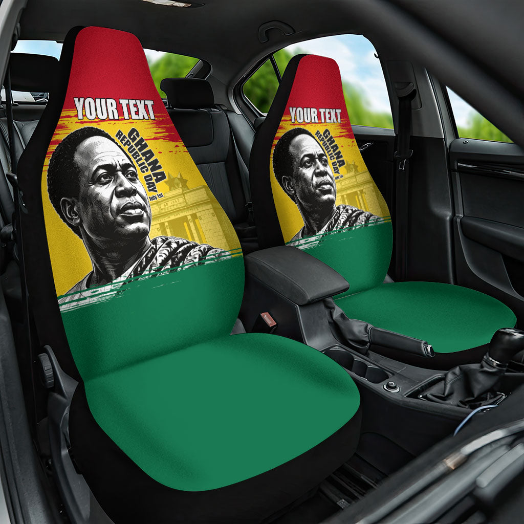 Personalized Ghana Republic Day Car Seat Cover Kwame Nkrumah Vintage Portrait Art - July 1st Theme