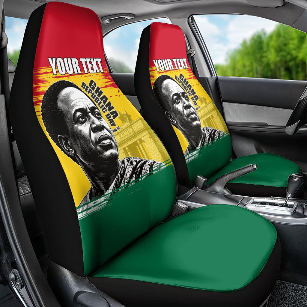 Personalized Ghana Republic Day Car Seat Cover Kwame Nkrumah Vintage Portrait Art - July 1st Theme