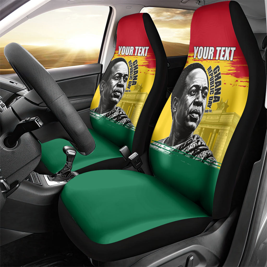 Personalized Ghana Republic Day Car Seat Cover Kwame Nkrumah Vintage Portrait Art - July 1st Theme