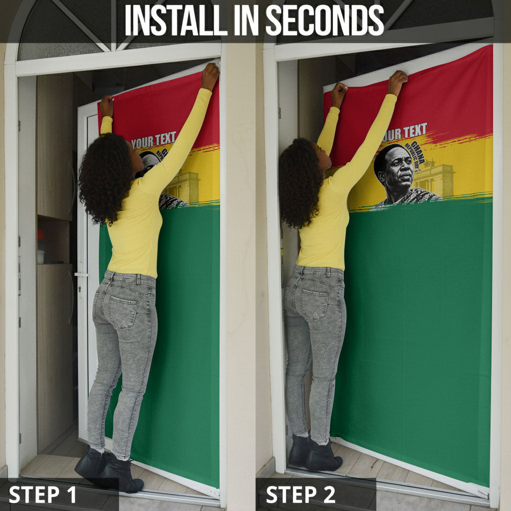 Personalized Ghana Republic Day Door Cover Kwame Nkrumah Vintage Portrait Art - July 1st Theme