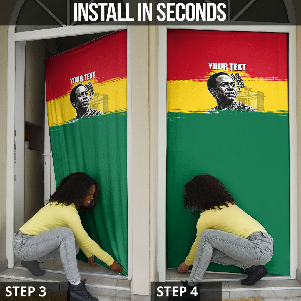 Personalized Ghana Republic Day Door Cover Kwame Nkrumah Vintage Portrait Art - July 1st Theme
