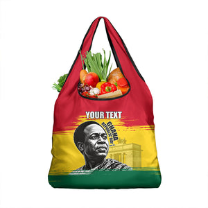 Personalized Ghana Republic Day Grocery Bag Kwame Nkrumah Vintage Portrait Art - July 1st Theme