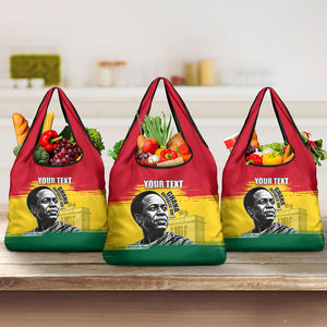 Personalized Ghana Republic Day Grocery Bag Kwame Nkrumah Vintage Portrait Art - July 1st Theme
