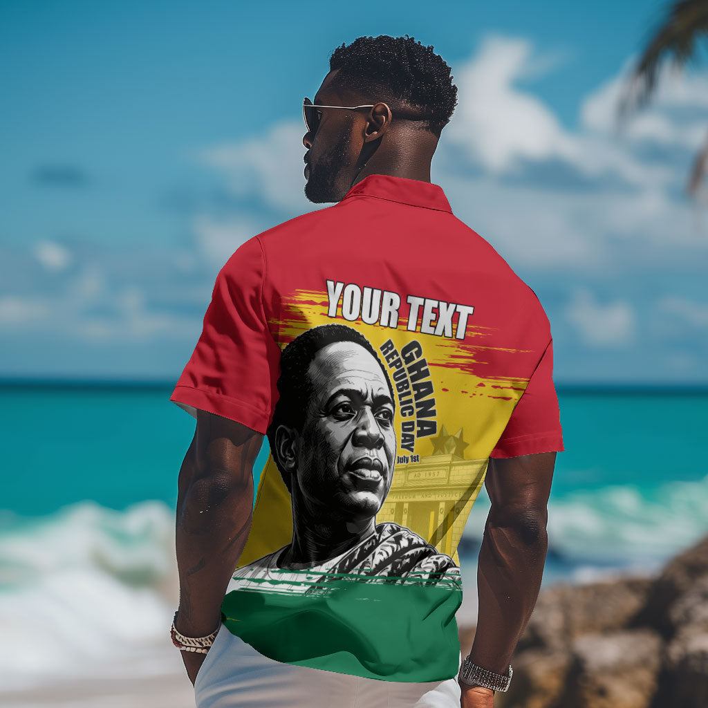 Personalized Ghana Republic Day Hawaiian Shirt Kwame Nkrumah Vintage Portrait Art - July 1st Theme