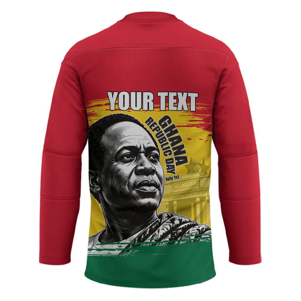 Personalized Ghana Republic Day Hockey Jersey Kwame Nkrumah Vintage Portrait Art - July 1st Theme
