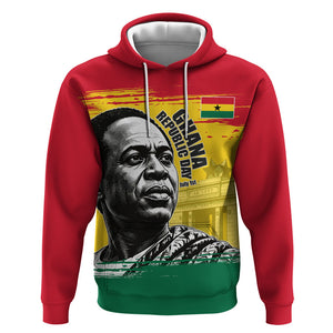 Personalized Ghana Republic Day Hoodie Kwame Nkrumah Vintage Portrait Art - July 1st Theme