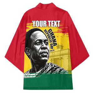 Personalized Ghana Republic Day Kimono Kwame Nkrumah Vintage Portrait Art - July 1st Theme
