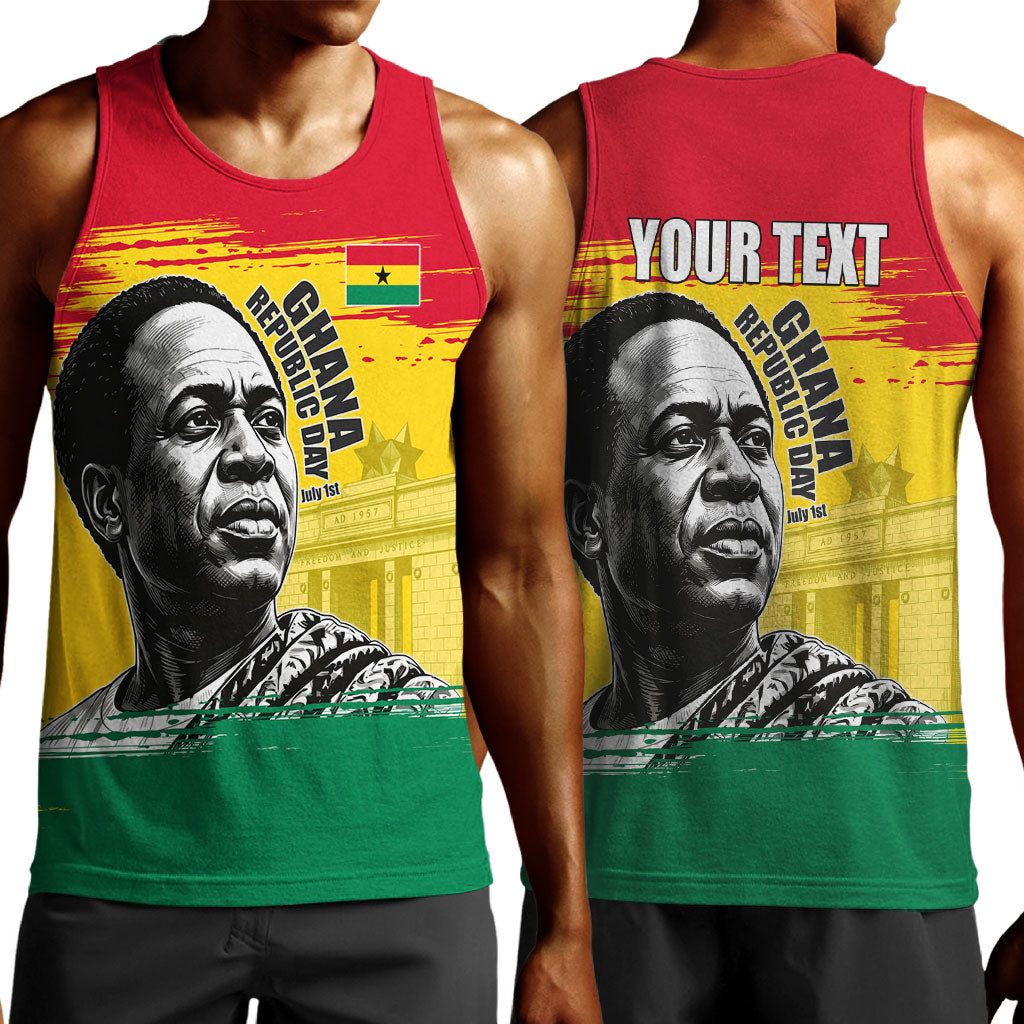 Personalized Ghana Republic Day Men Tank Top Kwame Nkrumah Vintage Portrait Art - July 1st Theme