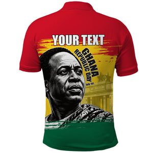 Personalized Ghana Republic Day Polo Shirt Kwame Nkrumah Vintage Portrait Art - July 1st Theme