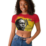 Personalized Ghana Republic Day Raglan Cropped T shirt Kwame Nkrumah Vintage Portrait Art - July 1st Theme