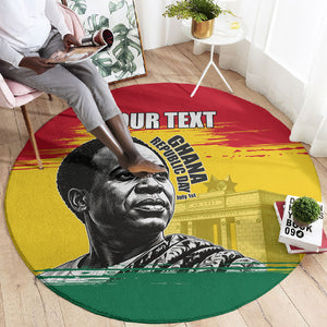Personalized Ghana Republic Day Round Carpet Kwame Nkrumah Vintage Portrait Art - July 1st Theme