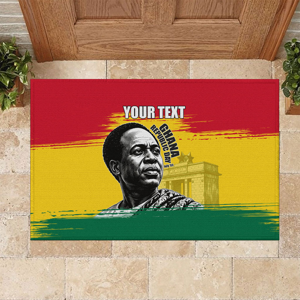 Personalized Ghana Republic Day Rubber Doormat Kwame Nkrumah Vintage Portrait Art - July 1st Theme
