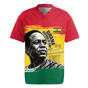 Personalized Ghana Republic Day Rugby Jersey Kwame Nkrumah Vintage Portrait Art - July 1st Theme