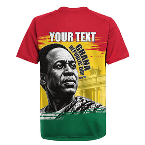 Personalized Ghana Republic Day Rugby Jersey Kwame Nkrumah Vintage Portrait Art - July 1st Theme