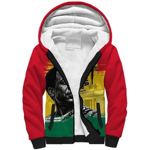 Personalized Ghana Republic Day Sherpa Hoodie Kwame Nkrumah Vintage Portrait Art - July 1st Theme