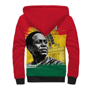 Personalized Ghana Republic Day Sherpa Hoodie Kwame Nkrumah Vintage Portrait Art - July 1st Theme