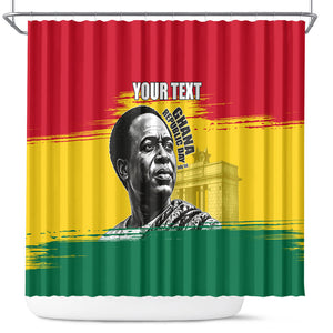 Personalized Ghana Republic Day Shower Curtain Kwame Nkrumah Vintage Portrait Art - July 1st Theme