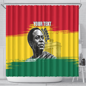 Personalized Ghana Republic Day Shower Curtain Kwame Nkrumah Vintage Portrait Art - July 1st Theme