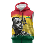 Personalized Ghana Republic Day Sleeveless Zip Hoodie Kwame Nkrumah Vintage Portrait Art - July 1st Theme