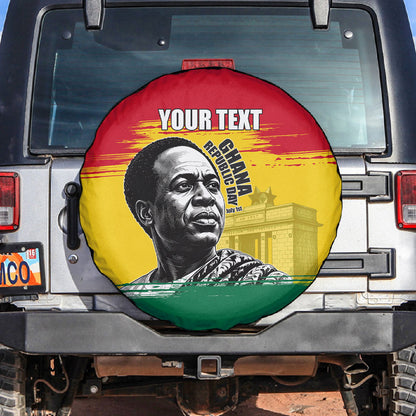 Personalized Ghana Republic Day Spare Tire Cover Kwame Nkrumah Vintage Portrait Art - July 1st Theme