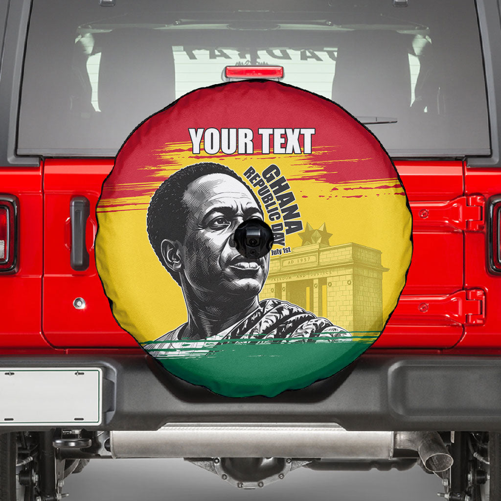Personalized Ghana Republic Day Spare Tire Cover Kwame Nkrumah Vintage Portrait Art - July 1st Theme