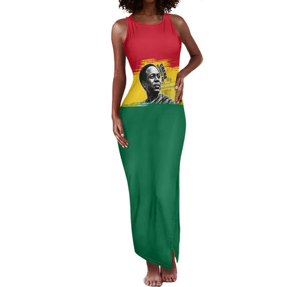 Personalized Ghana Republic Day Tank Maxi Dress Kwame Nkrumah Vintage Portrait Art - July 1st Theme