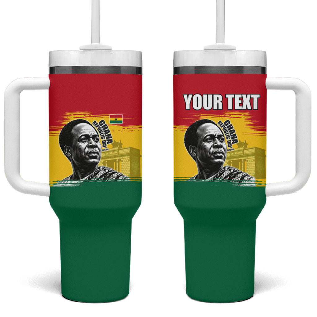 Personalized Ghana Republic Day Tumbler With Handle Kwame Nkrumah Vintage Portrait Art - July 1st Theme