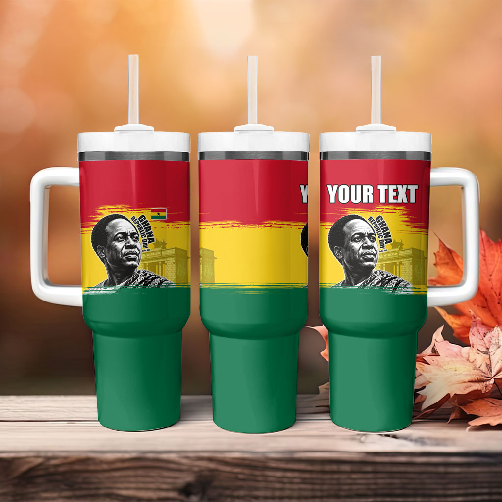 Personalized Ghana Republic Day Tumbler With Handle Kwame Nkrumah Vintage Portrait Art - July 1st Theme