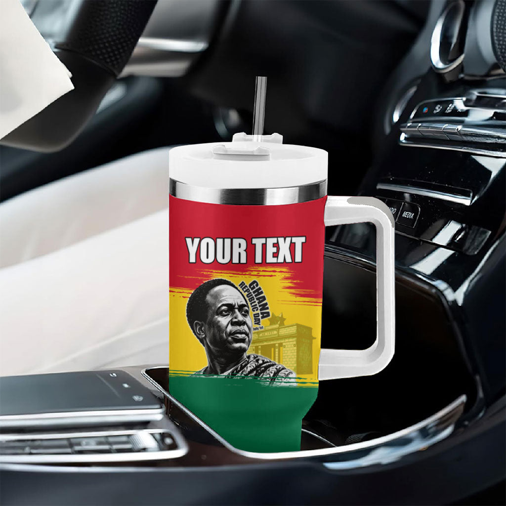 Personalized Ghana Republic Day Tumbler With Handle Kwame Nkrumah Vintage Portrait Art - July 1st Theme