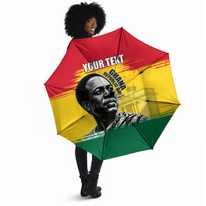 Personalized Ghana Republic Day Umbrella Kwame Nkrumah Vintage Portrait Art - July 1st Theme