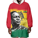Personalized Ghana Republic Day Wearable Blanket Hoodie Kwame Nkrumah Vintage Portrait Art - July 1st Theme