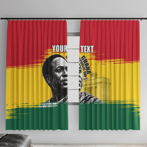 Personalized Ghana Republic Day Window Curtain Kwame Nkrumah Vintage Portrait Art - July 1st Theme