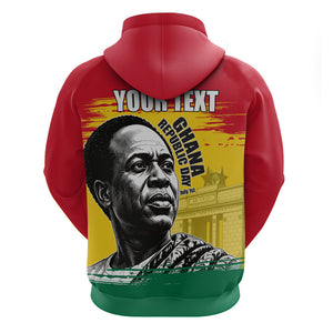 Personalized Ghana Republic Day Zip Hoodie Kwame Nkrumah Vintage Portrait Art - July 1st Theme