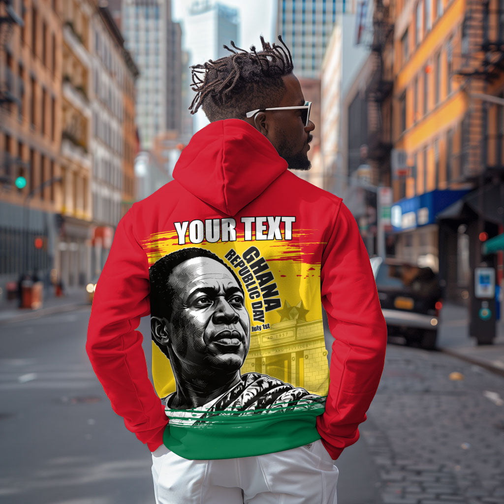 Personalized Ghana Republic Day Zip Hoodie Kwame Nkrumah Vintage Portrait Art - July 1st Theme