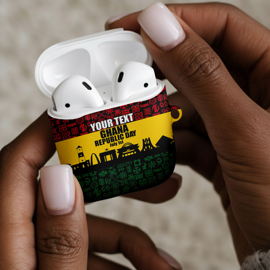 Personalized Ghana Republic Day AirPods Case Adinkra Pattern Heritage Silhouette African Culture Art