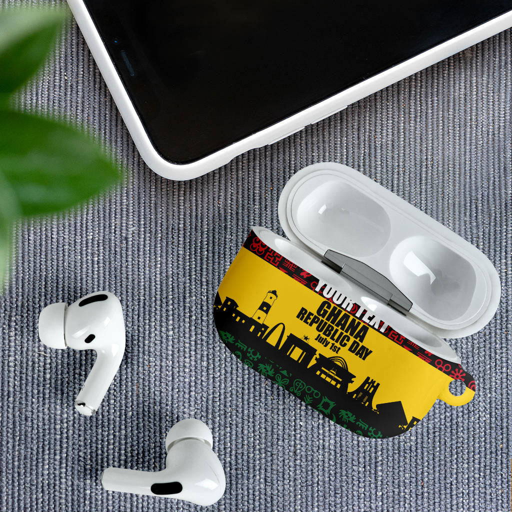 Personalized Ghana Republic Day AirPods Case Adinkra Pattern Heritage Silhouette African Culture Art