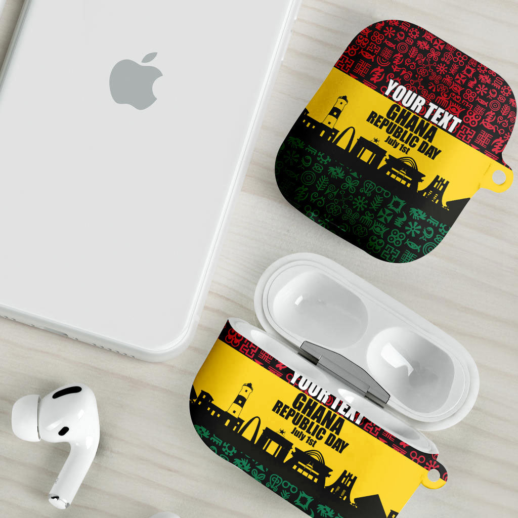 Personalized Ghana Republic Day AirPods Case Adinkra Pattern Heritage Silhouette African Culture Art