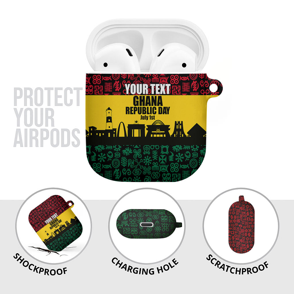 Personalized Ghana Republic Day AirPods Case Adinkra Pattern Heritage Silhouette African Culture Art