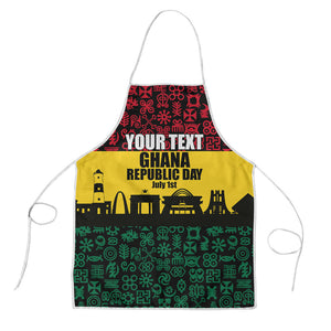 Personalized Ghana Republic Day Apron Adinkra Pattern Heritage Silhouette African Culture Art