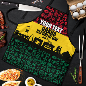 Personalized Ghana Republic Day Apron Adinkra Pattern Heritage Silhouette African Culture Art