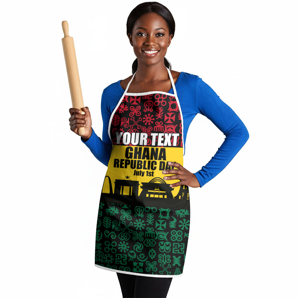 Personalized Ghana Republic Day Apron Adinkra Pattern Heritage Silhouette African Culture Art