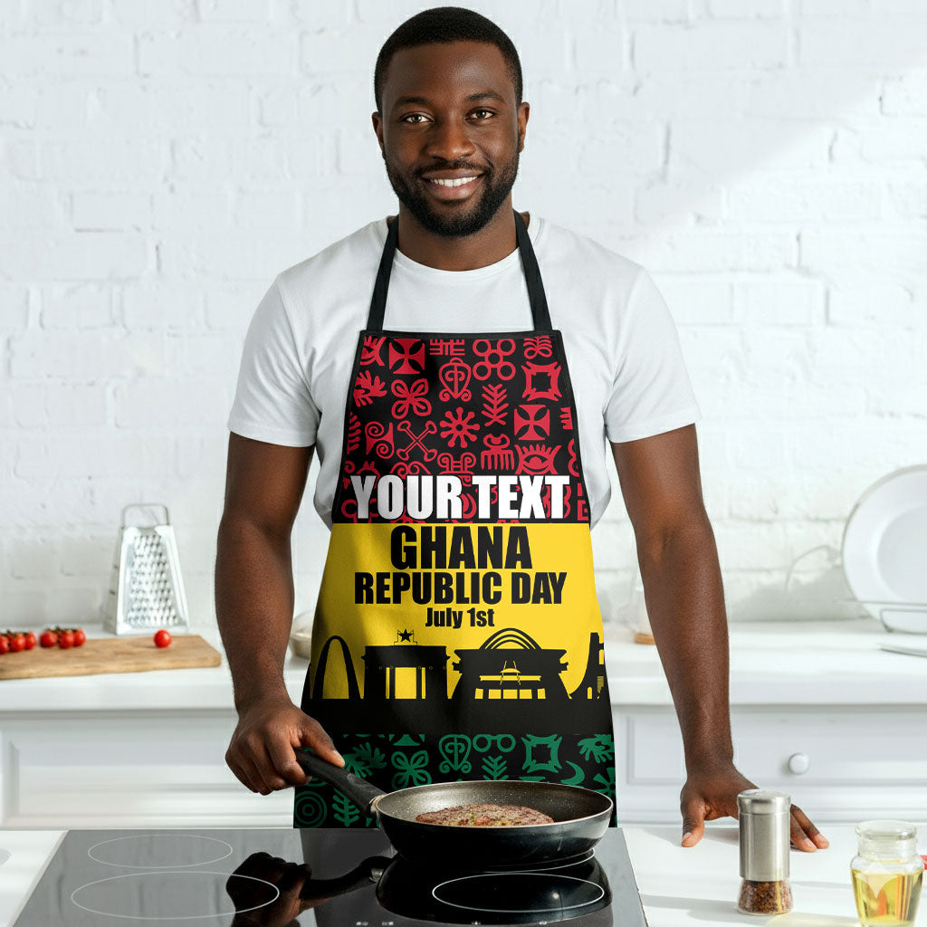 Personalized Ghana Republic Day Apron Adinkra Pattern Heritage Silhouette African Culture Art