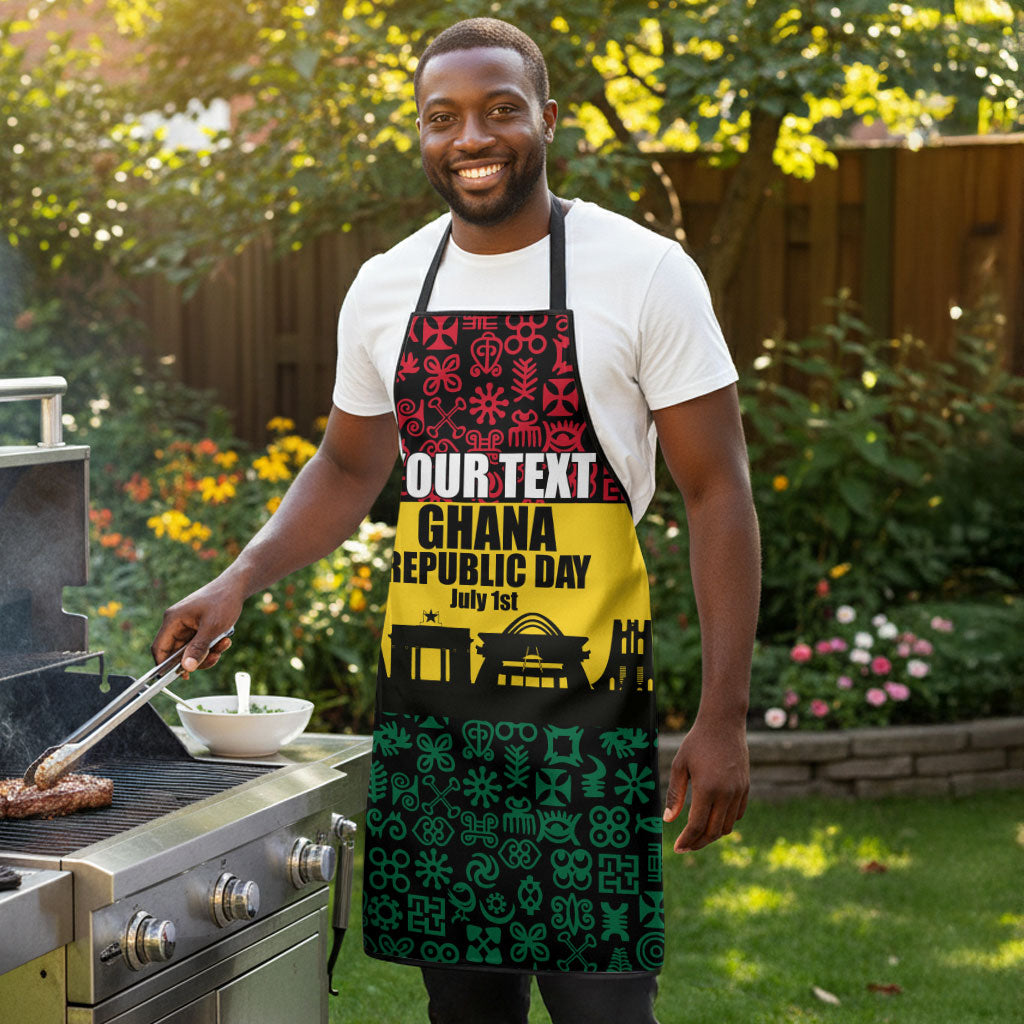 Personalized Ghana Republic Day Apron Adinkra Pattern Heritage Silhouette African Culture Art