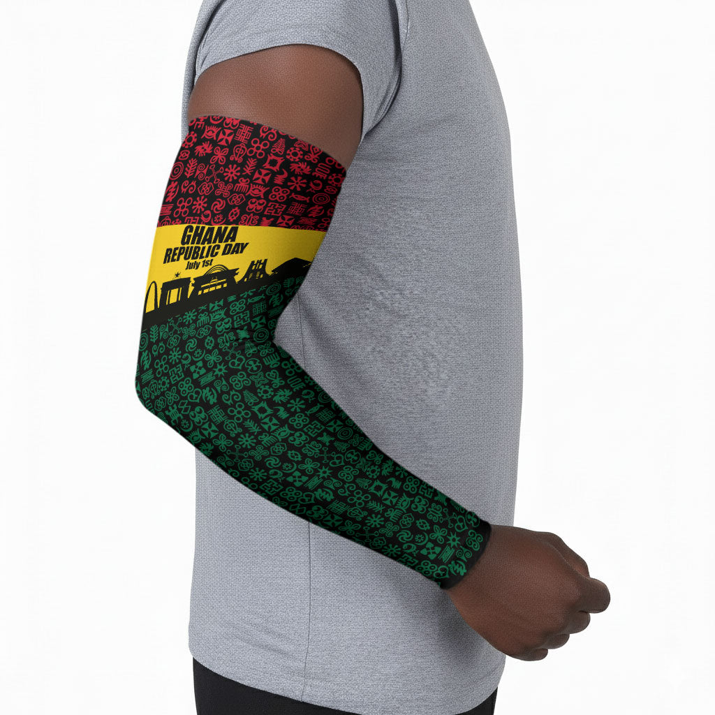 Personalized Ghana Republic Day Arm Sleeves Adinkra Pattern Heritage Silhouette African Culture Art