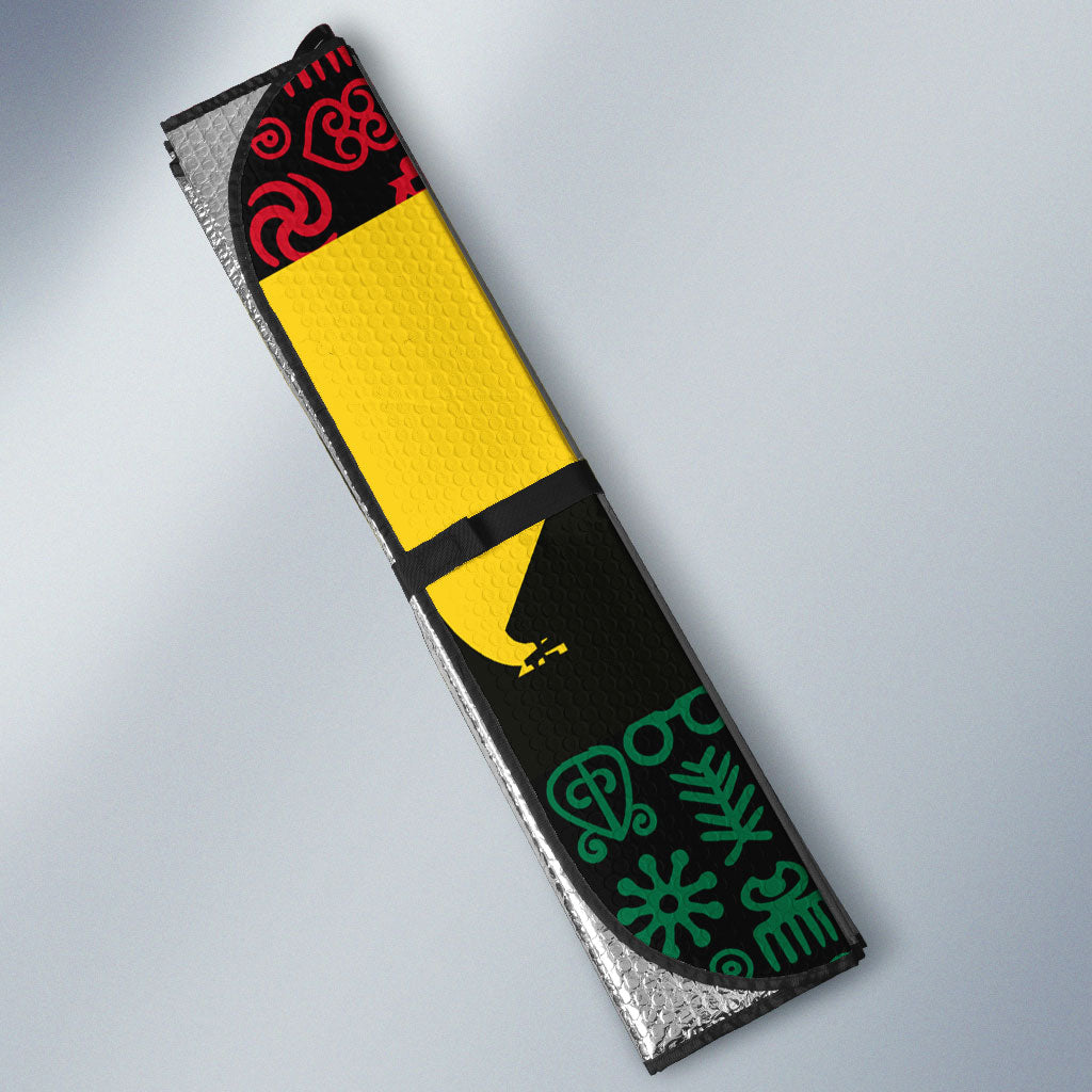 Personalized Ghana Republic Day Auto Sun Shade Adinkra Pattern Heritage Silhouette African Culture Art